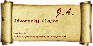 Jávorszky Alajos névjegykártya